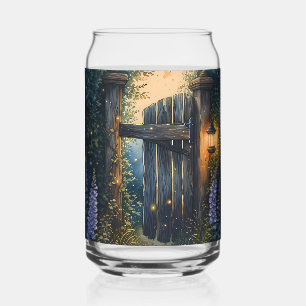 Verre Canette Porte de jardin enchanté sous un ciel de lucioles