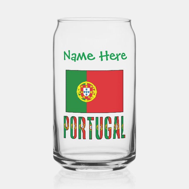 Verre Canette Portugal Portugal Drapeau Vert Personnalisation (Recto)