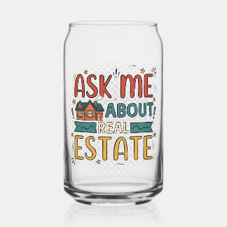 Verre Canette Posez-moi des questions sur l'immobilier Logo pers