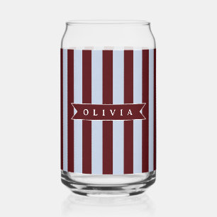 Verre Canette Pré-personnalisé Marron Bleu Cabana Rayé