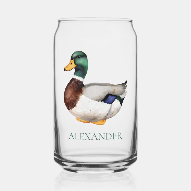 Verre Canette Preppy Mallard Duck Personnalisé (Recto)