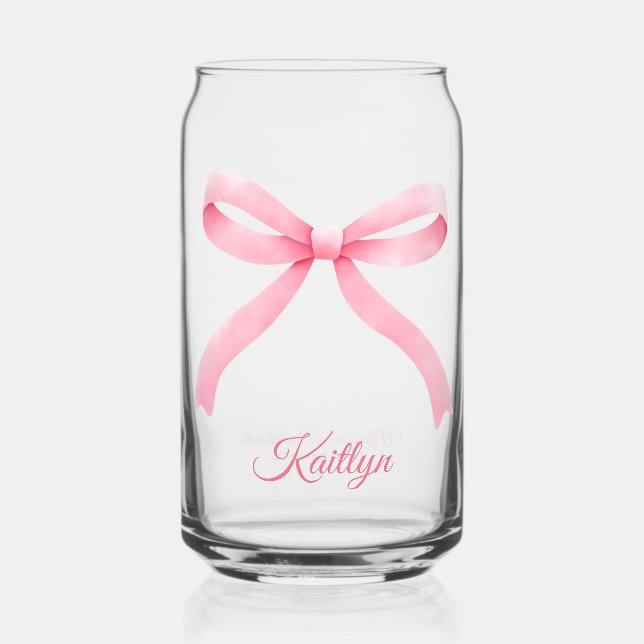 Verre Canette Preppy Pink Bow Coquette Bachelorette Party Favori (Recto)