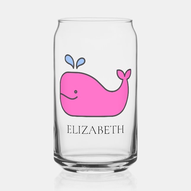 Verre Canette Preppy Pink Whale personnalisée (Recto)
