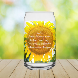 Verre Canette Prière de sérénité Fleur de tournesol jaune Floral