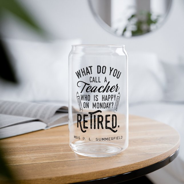 Verre Canette Professeur Retraité Parti de retraite Garde person (Personalized Music Teacher Retirement Parting Gift Can Glass)