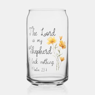 Verre Canette Psaume 23:1 Le Seigneur est mon Berger Fleur Jaune