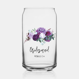 Verre Canette Purple Floral Script Bridesmaid Keepsaké