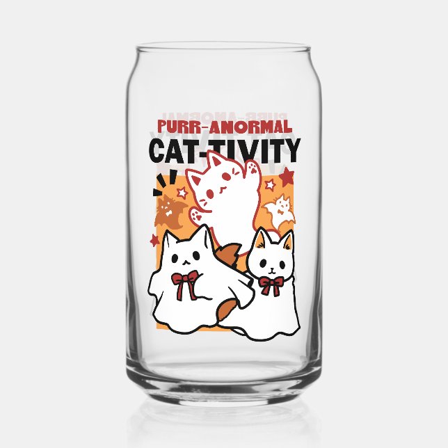 Verre Canette Purr-anormal Cat Cat mignonne Halloween Conception (Recto)
