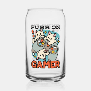 Verre Canette Purr On Gamer - Conception De Jeu De Chat Cute
