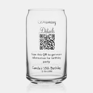 Verre Canette QR scanner anniversaire détails fête moderne 15 an
