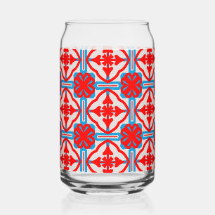 Verre Canette Quatre Feuilles Rouges Géométriques