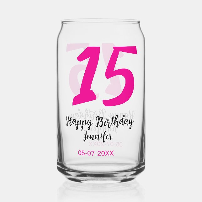 Verre Canette quiencenera 15e anniversaire ajouter date année te (Recto)