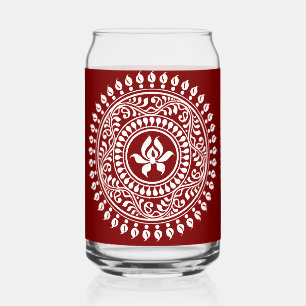 Verre Canette Rangoli festif rouge et blanc