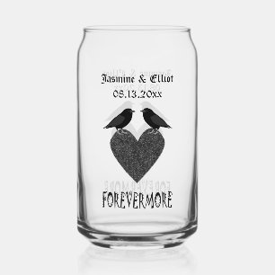 Verre Canette Ravens gothiques et Black Heart Mariage personnali