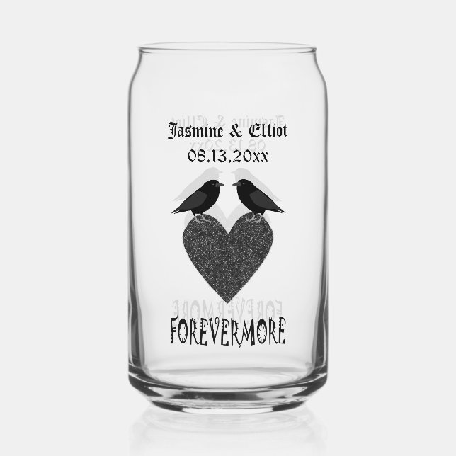 Verre Canette Ravens gothiques et Black Heart Mariage personnali (Recto)