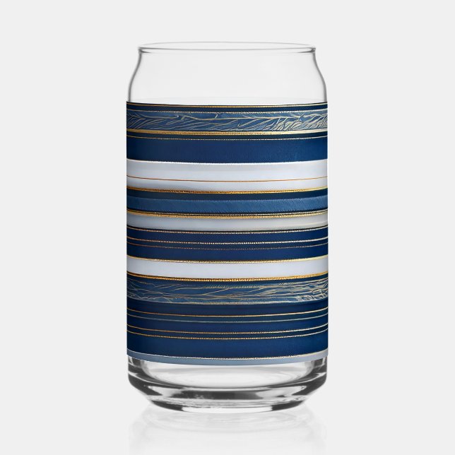 Verre Canette Rayures Bleues Blanches de Blues de Noël (Recto)