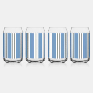 Verre Canette Rayures Bleues et Blanches Côtières