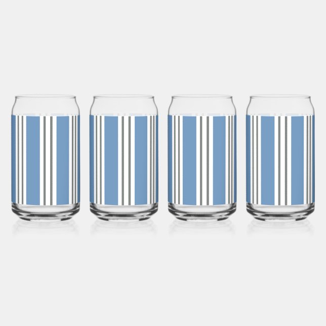 Verre Canette Rayures Bleues et Blanches Côtières (Recto)