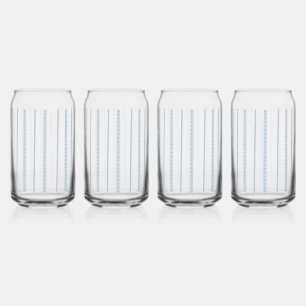 Verre Canette Rayures Bleues et Blanches Côtières