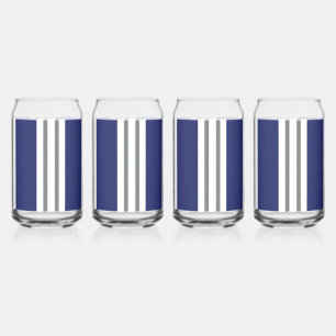 Verre Canette Rayures Bleues et Blanches Côtières