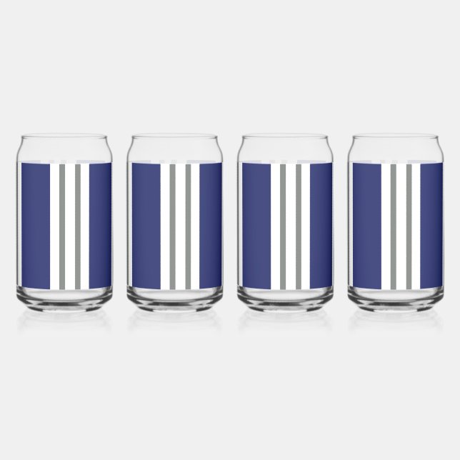 Verre Canette Rayures Bleues et Blanches Côtières (Recto)