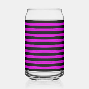 Verre Canette Rayures noires roses en motif sans couture