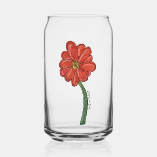 Verre Canette Red Flower