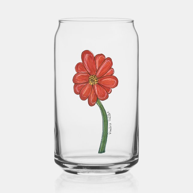 Verre Canette Red Flower (Recto)