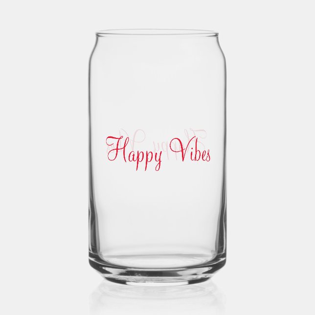 Verre Canette Red happy vibes vacances simple minimum calligraph (Recto)