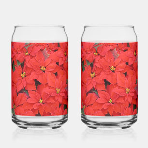 Verre Canette Red Poinsettias I Christmas Holiday Floral Photo