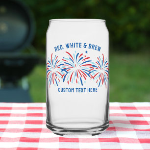Verre Canette Red White & Brew Fireworks 4 juillet bière