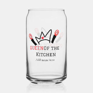 Verre Canette Reine de la cuisine chef cuisine ajouter nom couro