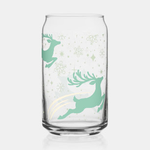Verre Canette Rennes et flocons de neige