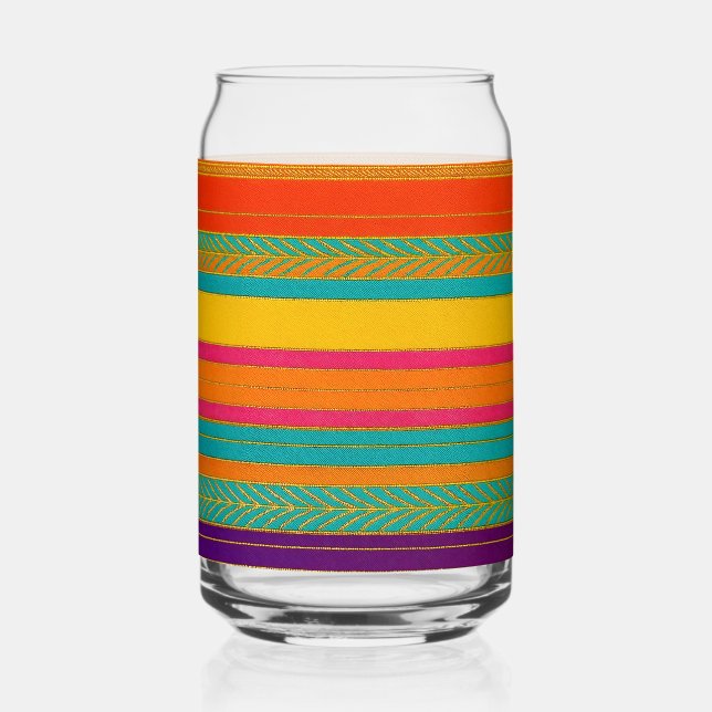 Verre Canette Retro 60s MOD Bright Stripes (Recto)