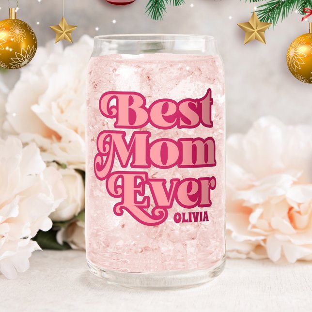 Verre Canette Retro Meilleure maman jamais rose Super Mère's Day (Créateur téléchargé)
