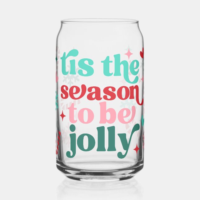 Verre Canette Retro Noël brillant C'est la saison pour être joye (Gauche)