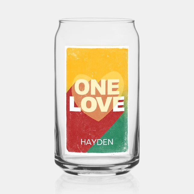 Verre Canette Retro One Love Poster Art Coloré Personnalisé (Recto)