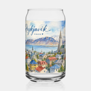 Verre Canette Reykjavik Islande souvenir aquarelle 