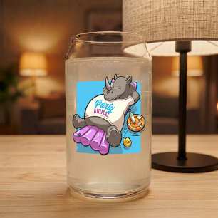 Verre Canette Rhinocéros décontracté Animal de fête Dessin animé