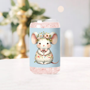 Verre Canette Robe de souris florale mignonne Couronne de fleurs