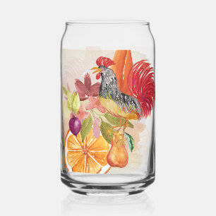 Verre Canette Rooster rouge paysage de l'aquarelle peinte à la m