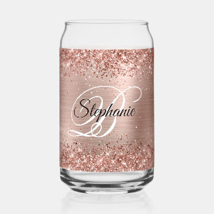 Verre Canette Rose Gold Pailleté Glam Monogramme Fantaisie