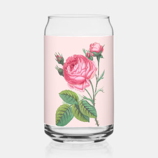 Verre Canette Rose rose florale moderne pastel