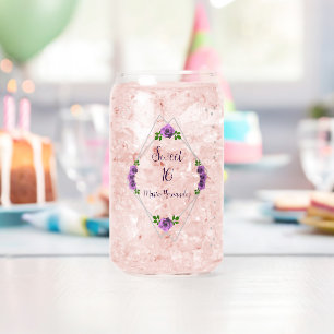 Verre Canette Rose Violette Géométrique Argentée Sweet 16