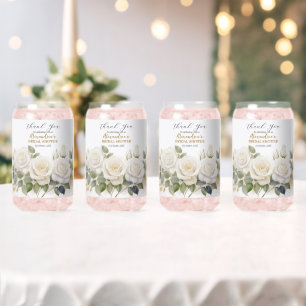Verre Canette Roses blanches personnalisées pour la fête de mari