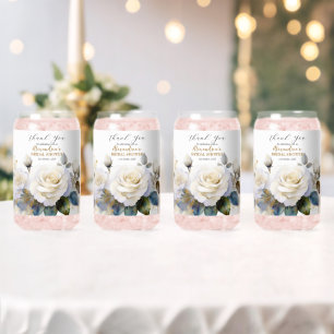Verre Canette Roses blanches personnalisées pour la fête de mari