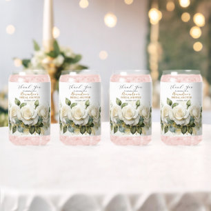 Verre Canette Roses blanches personnalisées pour la fête de mari