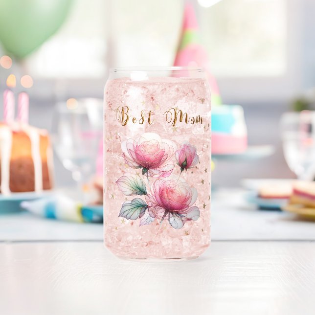 Verre Canette Roses de chiffon rose doux (Insitu (Anniversaire))