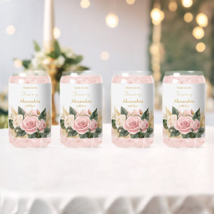 Verre Canette Roses roses personnalisées pour enterrement de vie