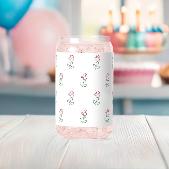Verre Canette Roses Rouges, Motif De Roses, Fleurs (Insitu (Baby Shower))